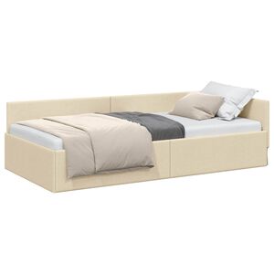 vidaXL Hoekbedframe met hoofdeinde Cr&egrave;me 80 cm x 200 cm Fluweel