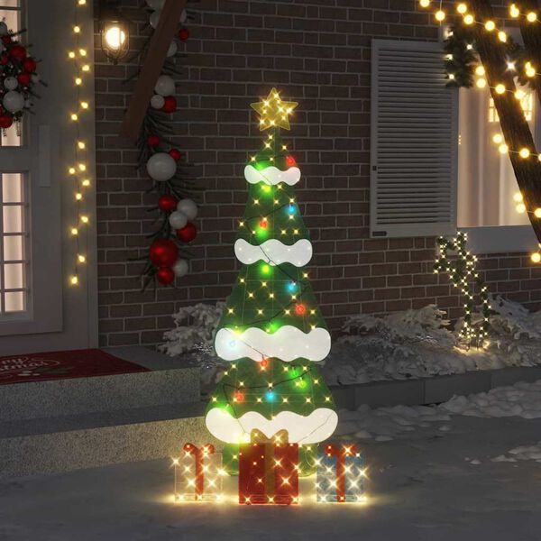 vidaXL Verlichte Kerstboom met 3 Cadeau Dozen 2D Warm Wit 180 cm
