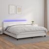 vidaXL Boxspring met matras en LED kunstleer wit 160x200 cm