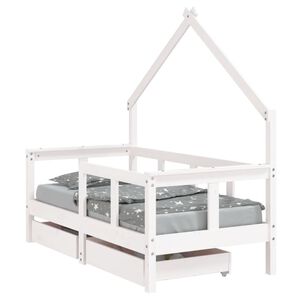 vidaXL Kinderbedframe met lades 70x140 cm massief grenenhout wit