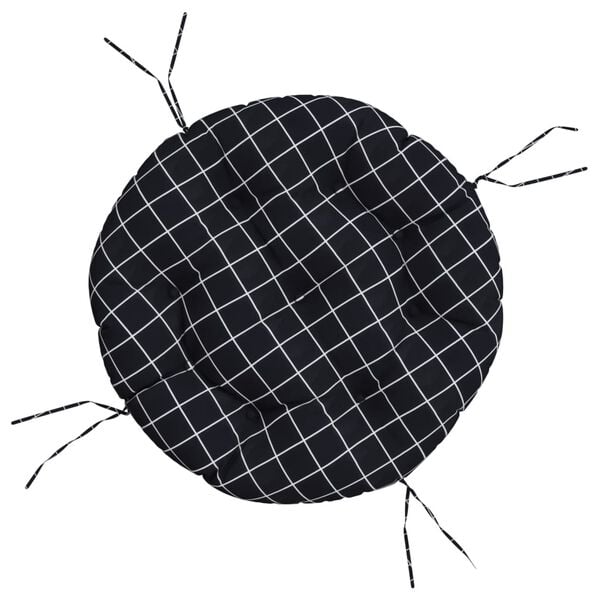 vidaXL Zitkussen rond ruitpatroon &Oslash; 60x11 cm oxford stof zwart