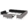 vidaXL 14-delige Loungeset met kussens poly rattan donkergrijs
