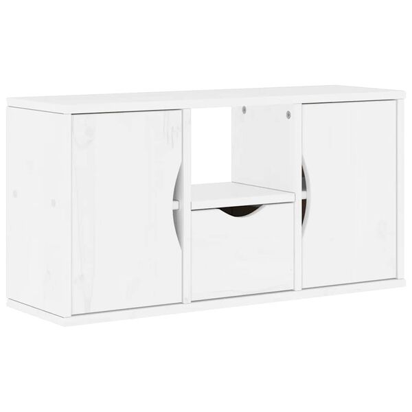 vidaXL Tv-meubel met lade ODDA 79x24x40 cm massief grenenhout wit