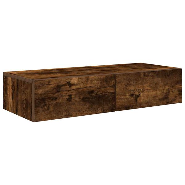 vidaXL Wandschap met lades 80x33x17 cm bewerkt hout gerookt eikenkleur