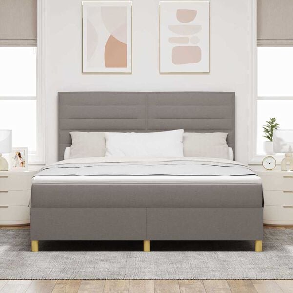 vidaXL LED Box Spring Bed met matras Taupe 180 x 200 cm Stof