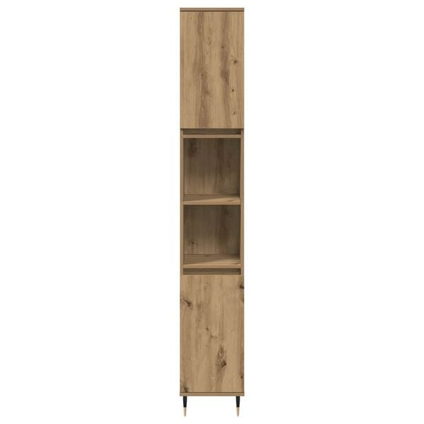 vidaXL Badkamerkast 30x30x190 cm bewerkt hout artisanaal eikenkleurig