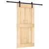vidaXL Schuifdeur Naturel en Zwart 95 x 210 cm Massief Grenenhout