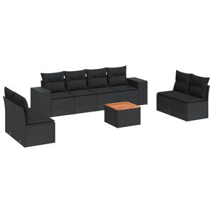vidaXL 9-delige Loungeset met kussens poly rattan zwart