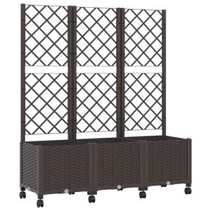 vidaXL Tuinplantbak met schutting en wielen Bruin 120 x 40 x 146 cm PP