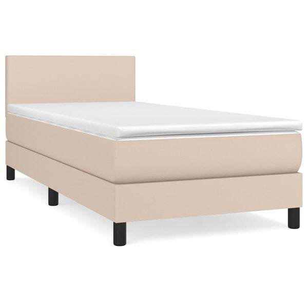 vidaXL Boxspring met matras kunstleer cappuccinokleurig 90x200 cm