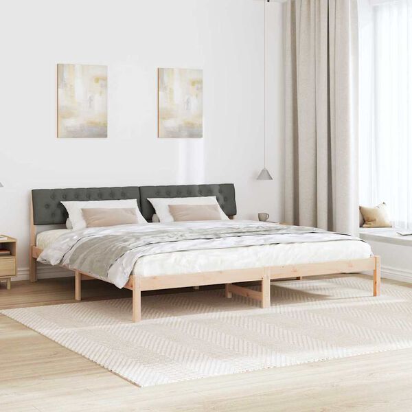 vidaXL Bedframe Bruin en donkergrijs 200 x 200 cm Massief grenenhout