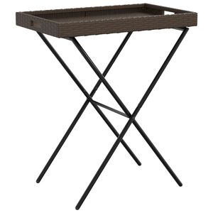 vidaXL Dienbladtafel inklapbaar 65x40x75 cm poly rattan bruin