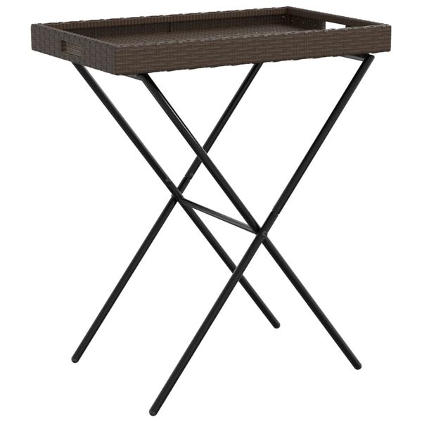 vidaXL Dienbladtafel inklapbaar 65x40x75 cm poly rattan bruin