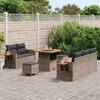 vidaXL Tuinbankenset met kussen 10 pcs Grijs poly rattan