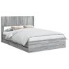 vidaXL Bedframe met opbergruimte en hoofdbord met lade Grijs sonoma