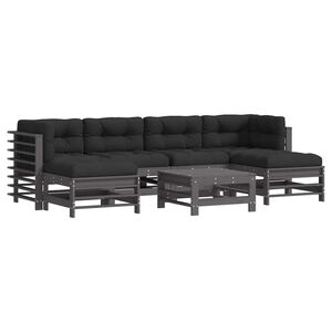 vidaXL 7-delige Loungeset met kussens massief hout grijs