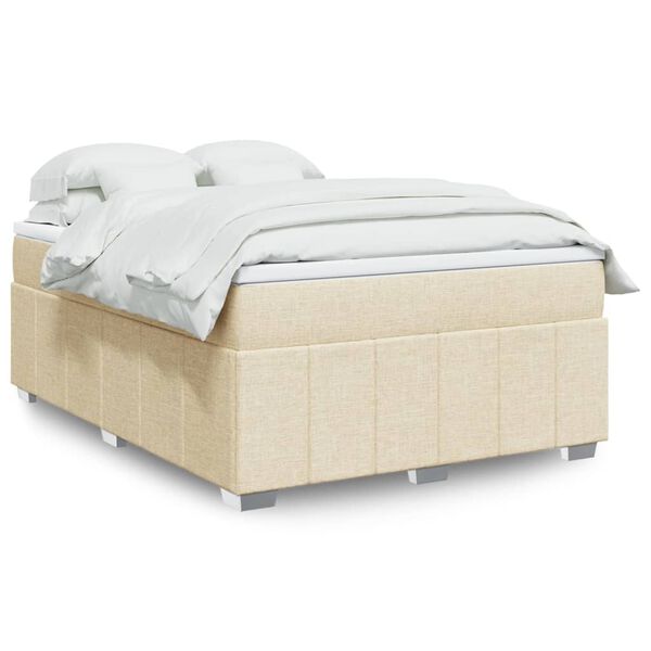 vidaXL Boxspring met matras stof cr&egrave;mekleurig 160x200 cm