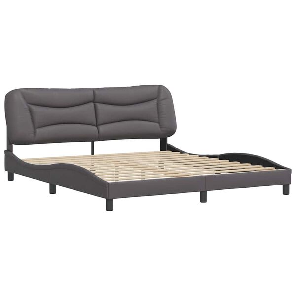 vidaXL Bedframe zonder matras "Hvar" kunstleer grijs 180x200 cm