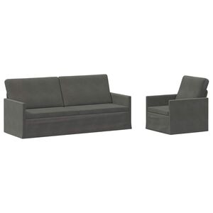 vidaXL Bankstel 2 pcs Donkergrijs Katoen Stof