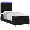 vidaXL LED Box Spring Bed met matras Zwart 90 x 190 cm Stof