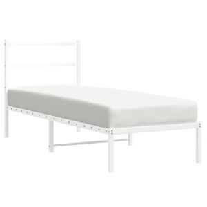 vidaXL Bedframe met hoofdbord zonder matras metaal wit 75x190 cm