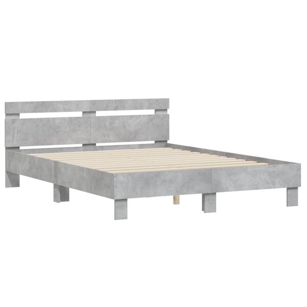 vidaXL Bedframe met hoofdeinde bewerkt hout betongrijs 140x190 cm