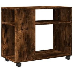 vidaXL Bijzettafel met wieltjes 70x35x60 cm hout gerookt eikenkleurig