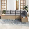 vidaXL Tuin Sofa Set met kussen 5 pcs beige en lichtgrijs Poly riet