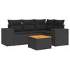 vidaXL 5-delige Loungeset met kussens poly rattan zwart