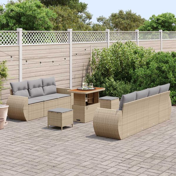 vidaXL Tuin Sofa Set 10 pcs Beige en Licht Grijs poly rattan
