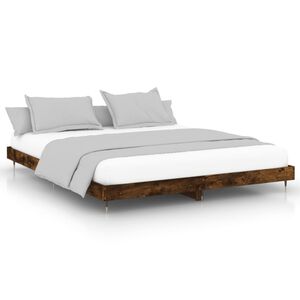 vidaXL Bedframe zonder matras 200x200 cm spaanplaat gerookt eiken