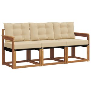 vidaXL Buiten bankenset met kussen 3 pcs Natuurlijk en Beige