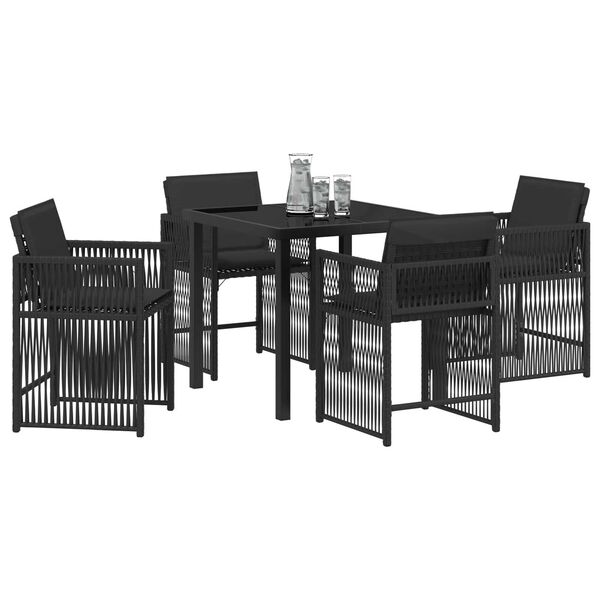 vidaXL Tuin eettafelset 5 pcs Zwart poly rattan