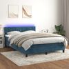 vidaXL Boxspring met matras en LED fluweel donkerblauw 140x200 cm