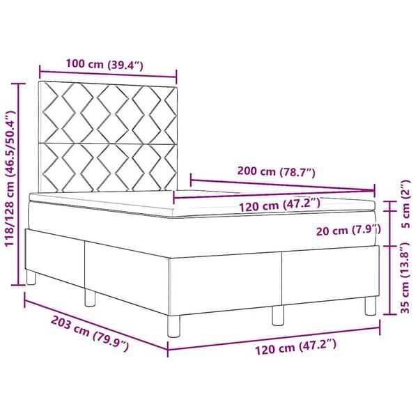 vidaXL Boxspringbed met matras met hoofdeinde Zwart 120 x 200 cm Stof