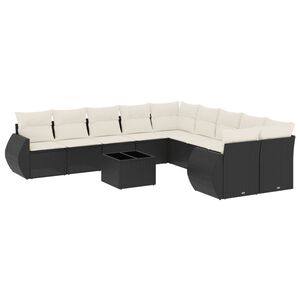 vidaXL 11-delige Loungeset met kussens poly rattan zwart
