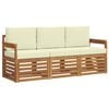 vidaXL Sofa-Sets 3 st Natuurlijk en Cr&egrave;me Massief Acaciahout