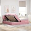 vidaXL Bed met LED-striplichten met opslag Roze 180 x 200 cm Fluweel