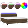 vidaXL Boxspring met matras en LED stof donkerbruin 180x200 cm