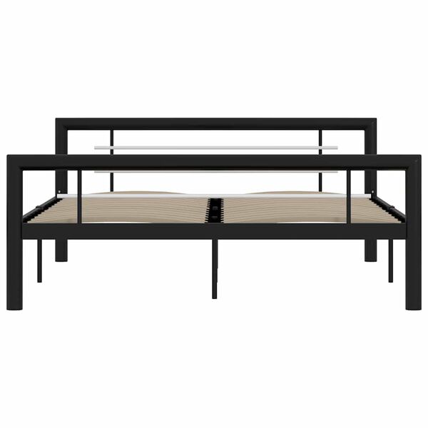vidaXL Bedframe metaal zwart en wit 140x200 cm