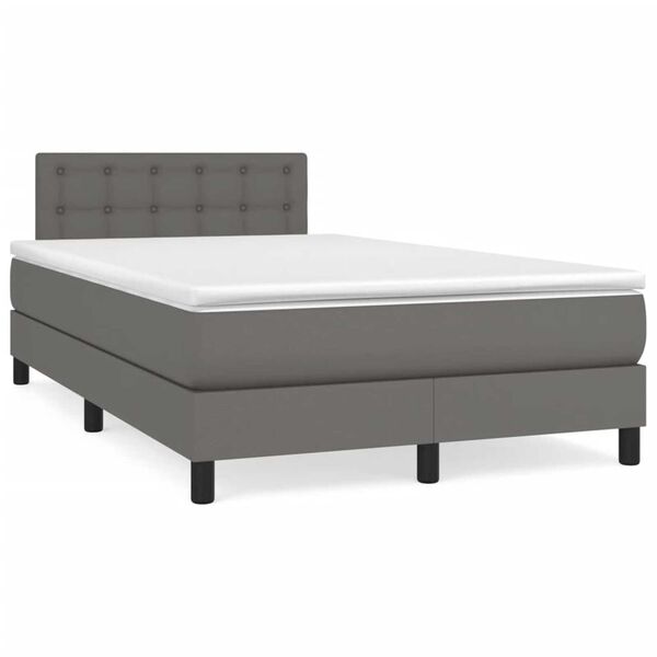 vidaXL Boxspring met matras kunstleer grijs 120x190 cm