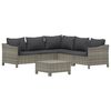 vidaXL 6-delige Loungeset met kussens poly rattan grijs