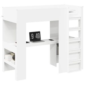 vidaXL Loft Bedframe met Bureau Wit 80 x 200 cm Bewerkt hout