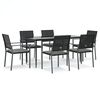 vidaXL 7-delige Tuinset met kussens poly rattan en staal
