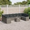 vidaXL Tuin Sofa Set met opslag 11 pcs Grijs poly rattan