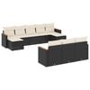 vidaXL 10-delige Loungeset met kussens poly rattan zwart