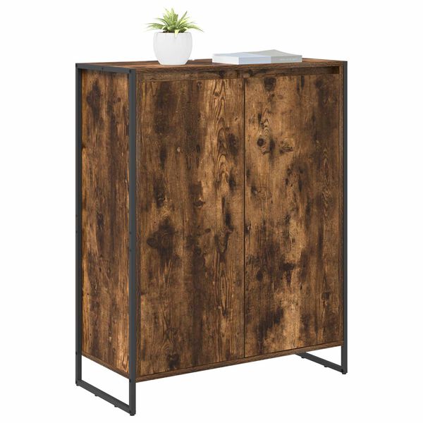 vidaXL Schoenenkast met opslag Rook Eik 79 x 36 x 100 cm Bewerkt hout