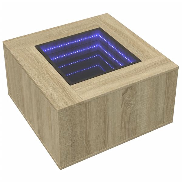 vidaXL Salontafel met LED 60x60x40 cm bewerkt hout sonoma eikenkleurig