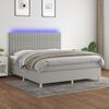 vidaXL Boxspring met matras en LED stof lichtgrijs 180x200 cm