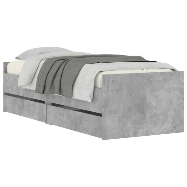 vidaXL Bedframe met lades betongrijs 100x200 cm